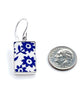 Simple Blue Flower Vintage Pottery Rectangle Single Drop Earrings