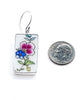 Pink & Blue Flower Vintage Pottery Large Rectangle Single Drop Earrings