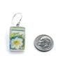 Blue Flower with Mint Border Vintage Pottery Large Rectangle Single Drop Earrings