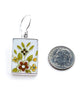 Retro Brown, Olive and Yellow Flower Vintage Pottery Rectangle Single Drop Earrings