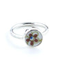 Brown Flower Round Vintage Pottery Ring- Size 6.5