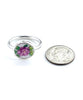 Dark Pink Flower with Leaves Vintage Pottery Ring- Size 6