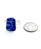 Cobalt Blue & White Flower Patterned Sea Pottery Ring- Size 6.5
