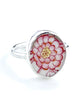 Pretty Petals in Pink and Red Flower Vintage Pottery Ring- Size 6