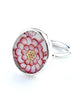 Pretty Petals in Pink and Red Flower Vintage Pottery Ring- Size 6