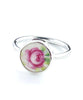 Pink Rose with Leaves Vintage Pottery Ring- Size 6.5