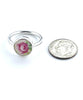 Pink Rose with Leaves Vintage Pottery Ring- Size 6.5