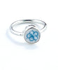 Aqua Blue Flower Vintage Pottery Oval Ring- Size 4.5