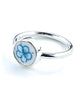 Aqua Blue Flower Vintage Pottery Oval Ring- Size 4.5
