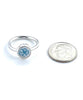 Aqua Blue Flower Vintage Pottery Oval Ring- Size 4.5