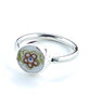 Simple Brown & Green Flower Round Vintage Pottery Ring- Size 4.5