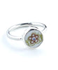 Simple Brown & Green Flower Round Vintage Pottery Ring- Size 4.5