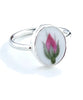 Pink Rose Bud Vintage Pottery Oval Ring- Size 4