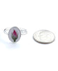 Pink Rose Bud Vintage Pottery Oval Ring- Size 4