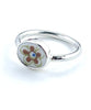 Brown & Green Flower Oval Vintage Pottery Ring- Size 4.5