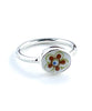 Brown & Green Flower Oval Vintage Pottery Ring- Size 4.5