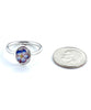 Blue, Red & Yellow Flower Vintage Pottery Oval Ring- Size 4.5