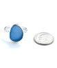 Denim Blue Sea Glass Ring Simple Round Band - Size 7.5
