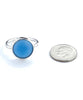 Teal Blue Sea Glass Marble Ring Simple Round Band - Size 7