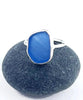 Blue Sea Glass Ring Simple Round Band - Size 7.5