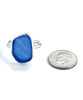 Blue Sea Glass Ring Simple Round Band - Size 7.5