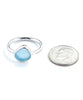 Aqua Blue Sea Glass Ring Simple Round Band - Size 7