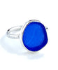 Cobalt Blue Sea Glass Ring Simple Round Band - Size 7.5