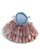 Light Aqua Blue Sea Glass Ring Simple Round Band - Size 6.5
