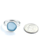 Light Aqua Blue Sea Glass Ring Simple Round Band - Size 6.5
