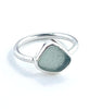 Grey Sea Glass Ring Simple Round Band - Size 6