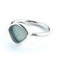 Grey Sea Glass Ring Simple Round Band - Size 6
