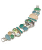 Aqua, Blue, Green and Pink Sea Glass with Turquoise and Abalone Cluster Bracelet - 8