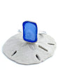 Textured Blue Sea Glass Ring Simple Round Band - Size 6.5