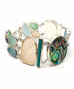 Aqua, Blue, Green and Pink Sea Glass with Turquoise and Abalone Cluster Bracelet - 8