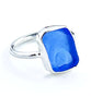 Textured Blue Sea Glass Ring Simple Round Band - Size 6.5