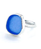 Blue Sea Glass Ring Simple Round Band - Size 4.5