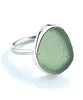 Soft Olive Green Sea Glass Ring Simple Round Band - Size 9