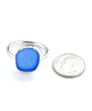 Blue Sea Glass Ring Simple Round Band - Size 8.5
