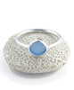 Soft Blue Sea Glass Ring Simple Round Band - Size 8