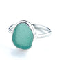 Soft Green Sea Glass Ring Simple Round Band - Size 8