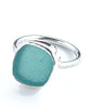 Jade Green Sea Glass Ring Simple Round Band - Size 8