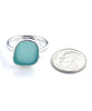 Jade Green Sea Glass Ring Simple Round Band - Size 8