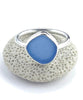 Denim Blue Sea Glass Ring Simple Round Band - Size 8