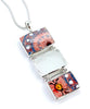 Bold Pink Spanish Pottery and Clear Sea Glass Triple Drop Barbell Necklace