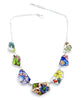 Various Blue Floral Vintage Pottery 7 Piece Shard Necklace