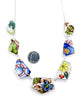 Various Blue Floral Vintage Pottery 7 Piece Shard Necklace