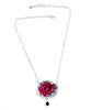 Dark Pink Rose Vintage Pottery and Faceted Garnet Necklace