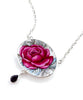 Dark Pink Rose Vintage Pottery and Faceted Garnet Necklace