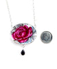 Dark Pink Rose Vintage Pottery and Faceted Garnet Necklace