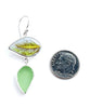 Green & Yellow Leaf Vintage Pottery with Soft Green Sea Glass Double Drop Earrings